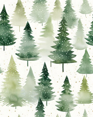 Obraz premium Watercolol seamless pattern with Christmas tree 