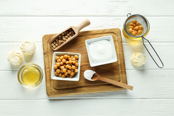 Aquafaba, concept of vegan food and cuisine