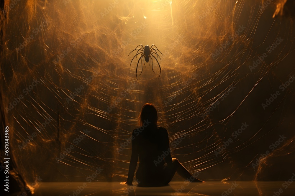 Canvas Prints caught in arachnophobia's web: a visual exploration of the fear of spiders
