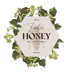 Linden honey vector label template