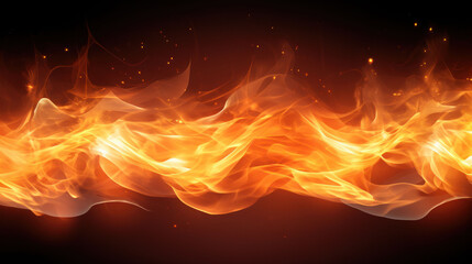 translucent fire flames and sparks with horizontal repetition on black isolated background