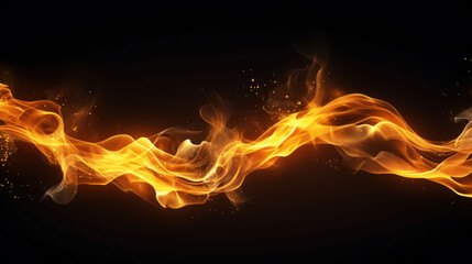 Fototapeta premium translucent fire flames and sparks with horizontal repetition on black isolated background