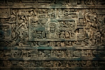 Ancient Mayan glyphs texture background, elaborate and symbolic hieroglyphics, historic and cultural backdrop, rare and archaeological - obrazy, fototapety, plakaty