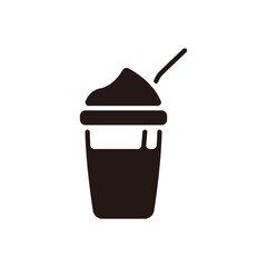 Coffee with whipped cream icon.Flat silhouette version.