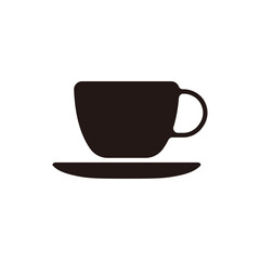 Cup and saucer icon.Flat silhouette version.