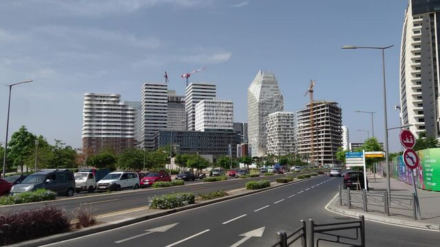 view of Casa Finance City buildings CFC and traffic on a sunny day