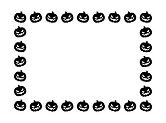 Rectangle Jack O Lantern Pumpkin Halloween Frame Border Silhouette. Social Media Post Card Template Vector Illustration.