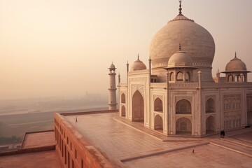 Fototapeta premium The Taj Mahal - A Stunning white Marble Dome Building