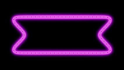 Retro pink frame neon night lights glowing background. 3d render