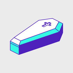 Coffin with cross isometric vector illustration