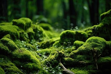 Enchanted forest moss texture background, luminescent and mystical mossy surface, whimsical and...