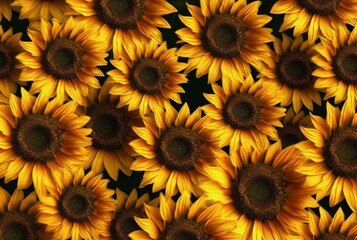 beautiful sunflower background neatly arranged. generative ai
