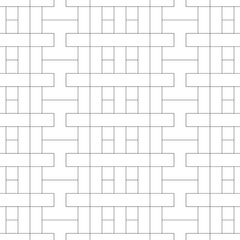 Seamless surface pattern design with geometric tiles ornament. Oriental traditional ornamentation with repeated sign shapes. Ancient mosaic wallpaper. Grid motif. Digital paper. Vector art image.