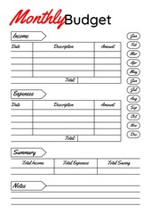 Monthly Budget Planner Template
