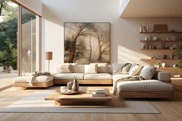 Fototapeta na wymiar Modern bright living room