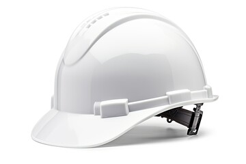 Side view of A new white safety helmet isolated on white background