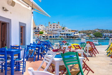 The picturesque harbor of Lipsi island, Dodecanese, Greece - 631049510