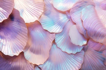 Deurstickers Iridescent seashell texture background, shimmering and opalescent shell surface, enchanting and otherworldly backdrop, rare and mesmerizing © Kanisorn
