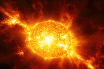 Fototapeta premium Solar flare texture background, intense and radiant solar bursts, cosmic and celestial surface, rare and cosmic