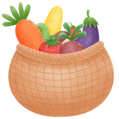 basket with fruits healthy 