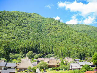 京都府美山かやぶきの里の夏の風景