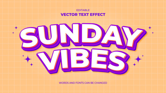 sunday vibes editable 3d text effect