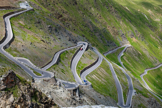 View of the road of the Stelvio Pass
