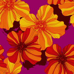 Poppy seamless pattern. Poppies on white background. Can be used for textile, wallpapers, prints and web design.
