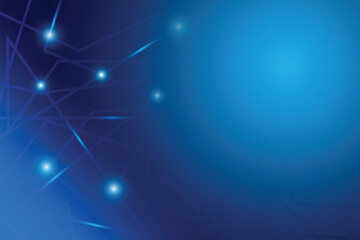 Abstract blue technology background with neon light on dark blue color and geometric line. Vector illustration.