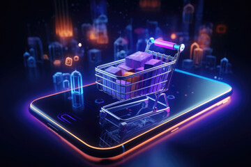  Concept of online shopping technology digital payment from mobile phone