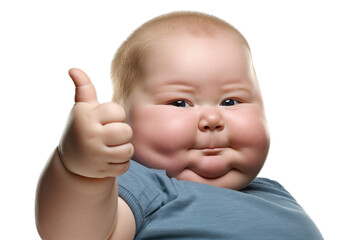 a baby giving a thumbs up isolated on transparent background