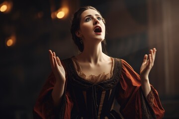 Opera singer female costume. Generate Ai - obrazy, fototapety, plakaty