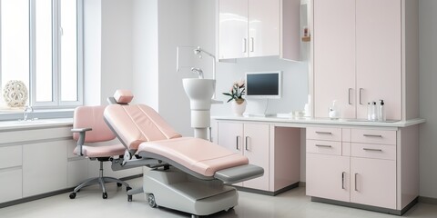 Bright empty cosmetology cabinet in a modern beauty clinic. - obrazy, fototapety, plakaty