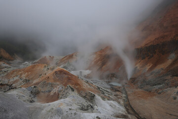 Beautiful valley of Jigokudani or 
