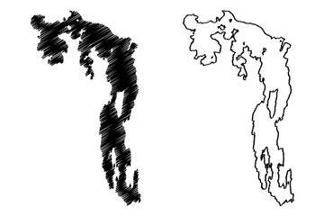 Obraz premium Lake Winnipegosis (Canada, North America) map vector illustration, scribble sketch Lake Winipigoos or Winipigis map