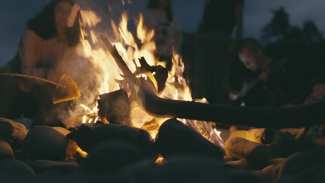 The summer evening bonfire becomes a central meeting place and fun where people enjoy nature, fire and a company of friends. Songs with a guitar, cooking on fire on a hiking trip
