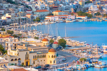 Scenic Pothia the capital of Kalymnos island, Dodecanese, Greece - 631059925