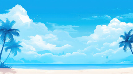 Fototapeta na wymiar Heavenly Beach Horizon: Vector Cloudscape