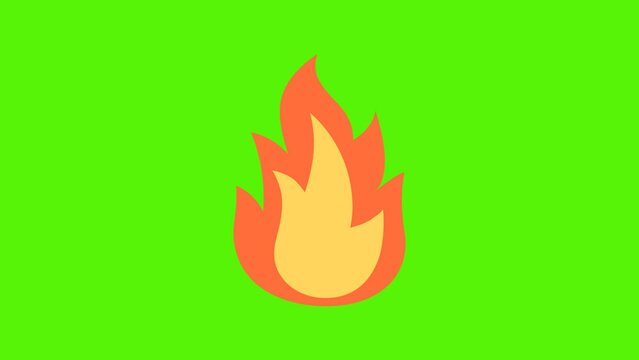 Simple fire animation. Fire, flame. The yellow flame inside, orange outside. Fire Animated Emoji. Alpha channel, transparent background. 4K resolution loop animation.
