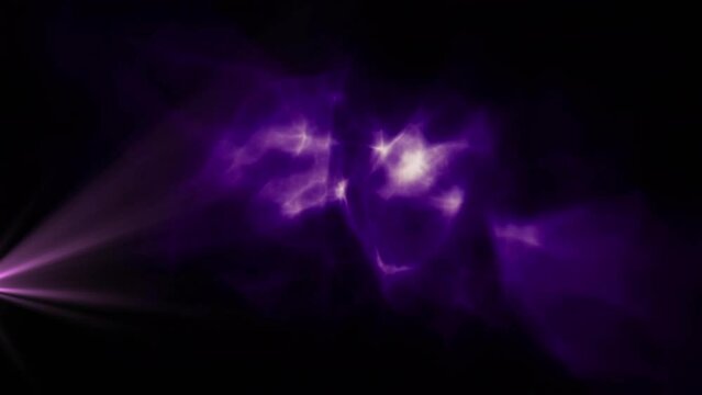 Animation of glowing purple spots of lights pattern moving over black background