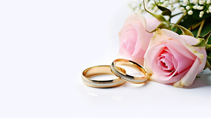Romantic Rose Bouquet with Golden Rings