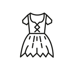 Dirndl, dress icon, oktoberfest and clothing, festival costume vector icon, traditional dress. Isolated vector illustration