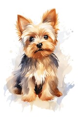 watercolor painted cute dog , realistic style, isolated on white , AI Generated