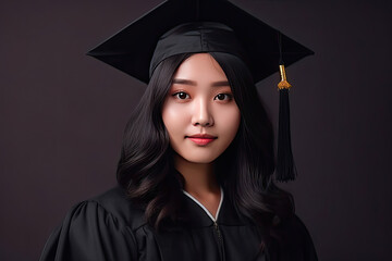 Asian Woman with Graduation Cap