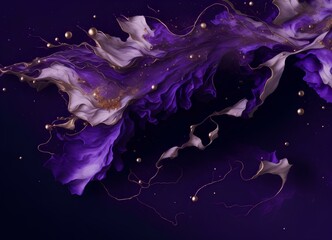 Elegant violet alcohol ink background with gold glitter ball. ai generated