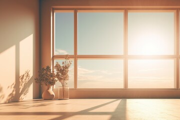 Space sunlight window scene. Generate AI