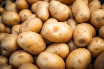 Pile of raw potatoes