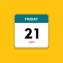 april 21 friday icon with yellow background, calender icon