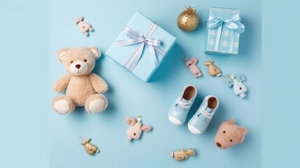 knitted baby toys and clothes, AI Generated