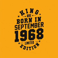 Naklejka premium King are born in September 1968. King are born in September 1968 Retro Vintage Birthday